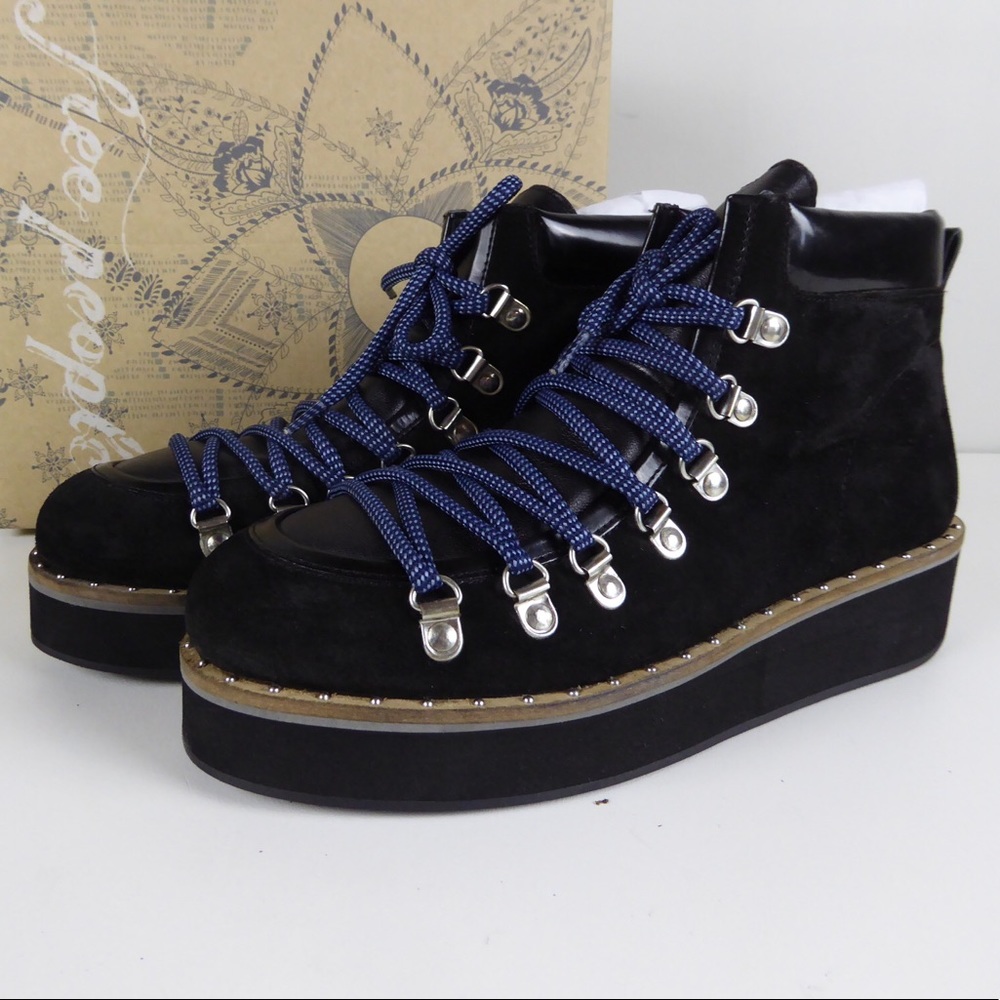 Free People Platform Hiking Boot Suede Leather NIB